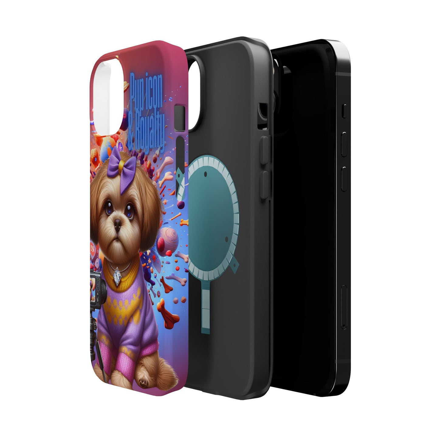 Cute Dog Art Magnetic Phone Case - Pup Icon & Royalty Design