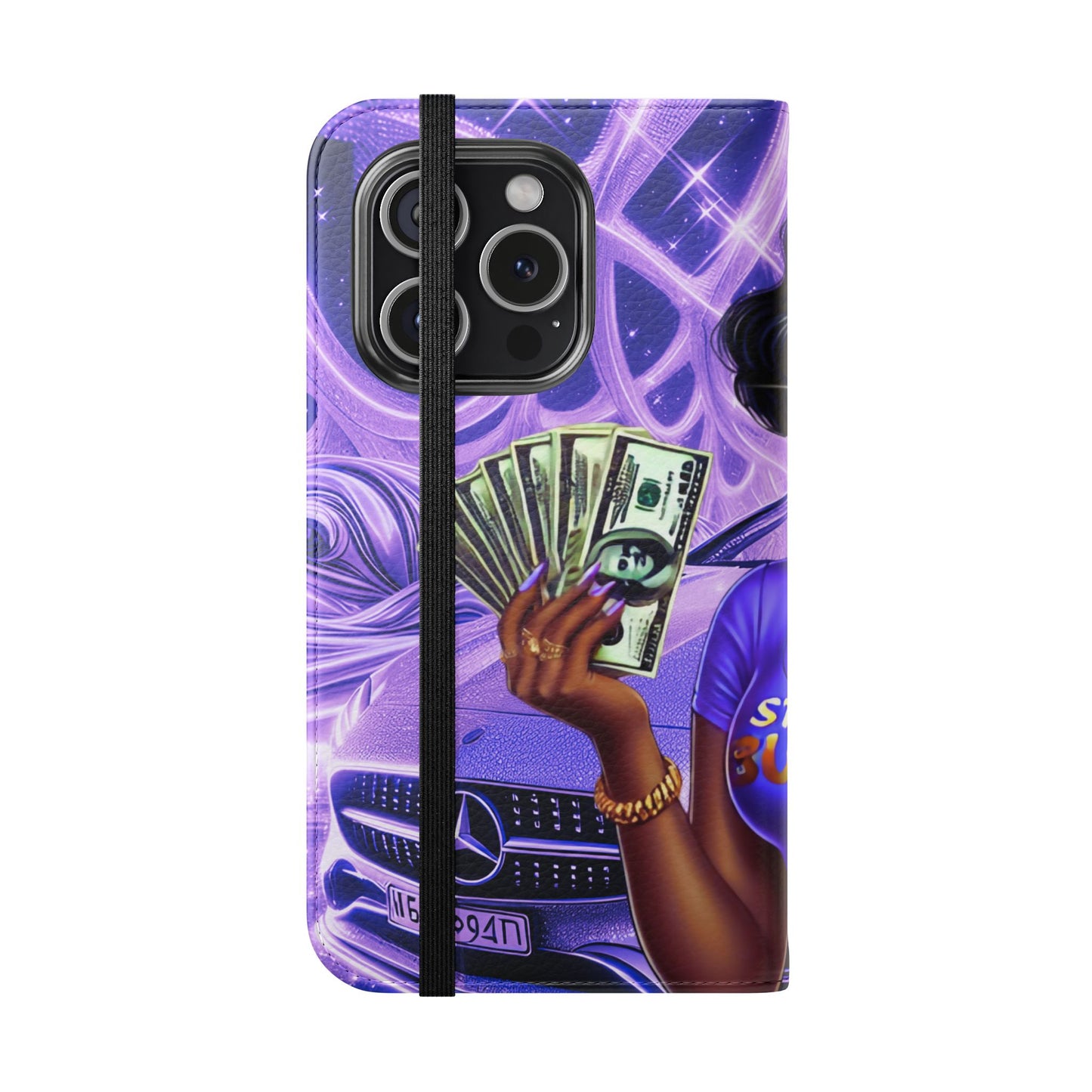 Empowered Businesswoman Flip Case - Stylish Phone Wallet Cover with Money Design