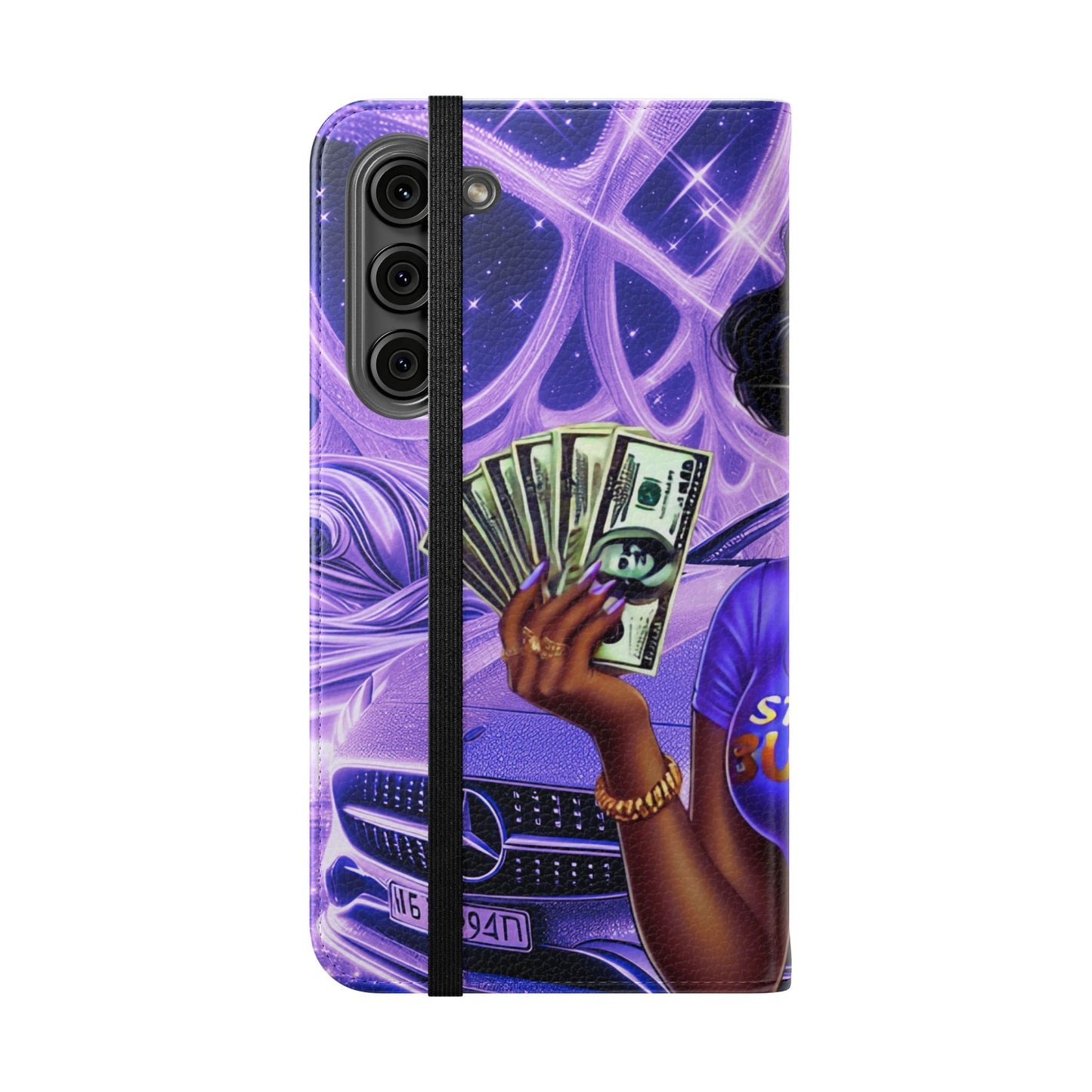 Empowered Businesswoman Flip Case - Stylish Phone Wallet Cover with Money Design