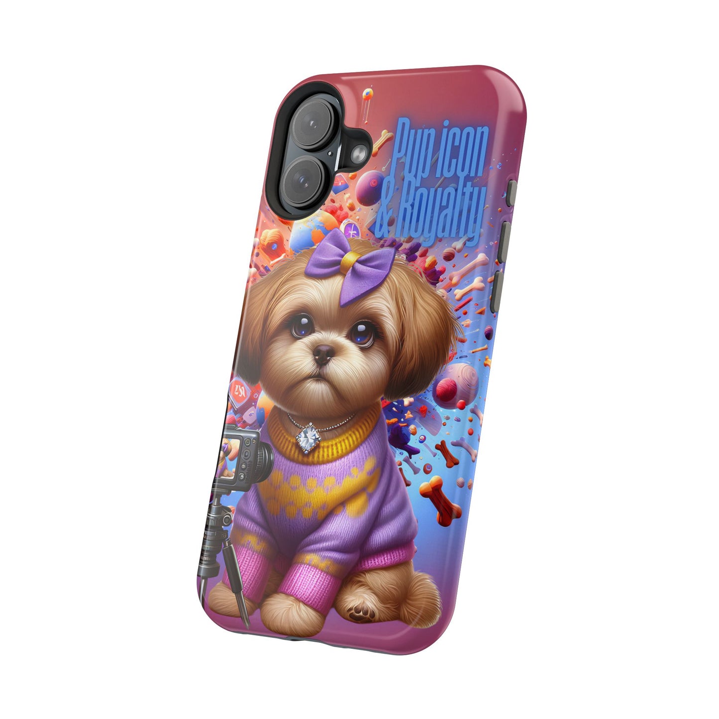 Cute Dog Art Magnetic Phone Case - Pup Icon & Royalty Design