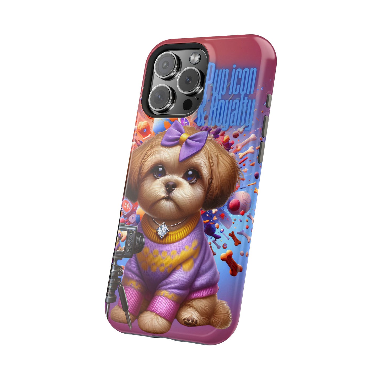 Cute Dog Art Magnetic Phone Case - Pup Icon & Royalty Design