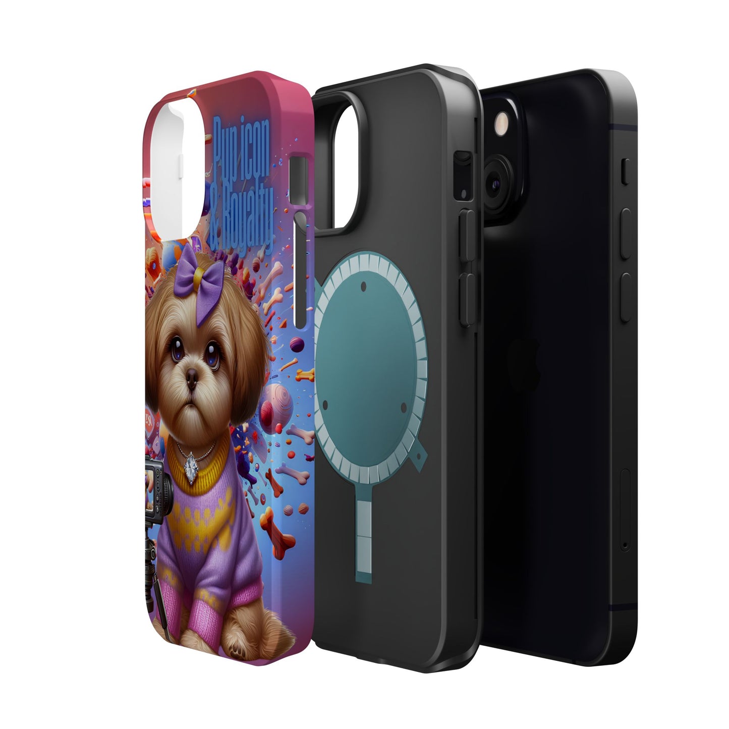 Cute Dog Art Magnetic Phone Case - Pup Icon & Royalty Design