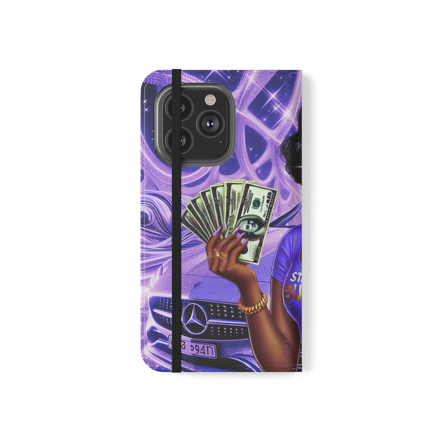 Empowered Businesswoman Flip Case - Stylish Phone Wallet Cover with Money Design