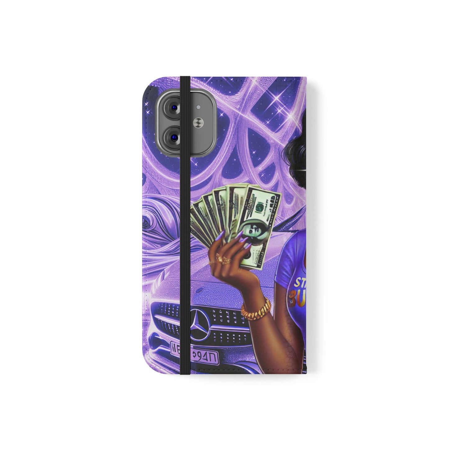 Empowered Businesswoman Flip Case - Stylish Phone Wallet Cover with Money Design