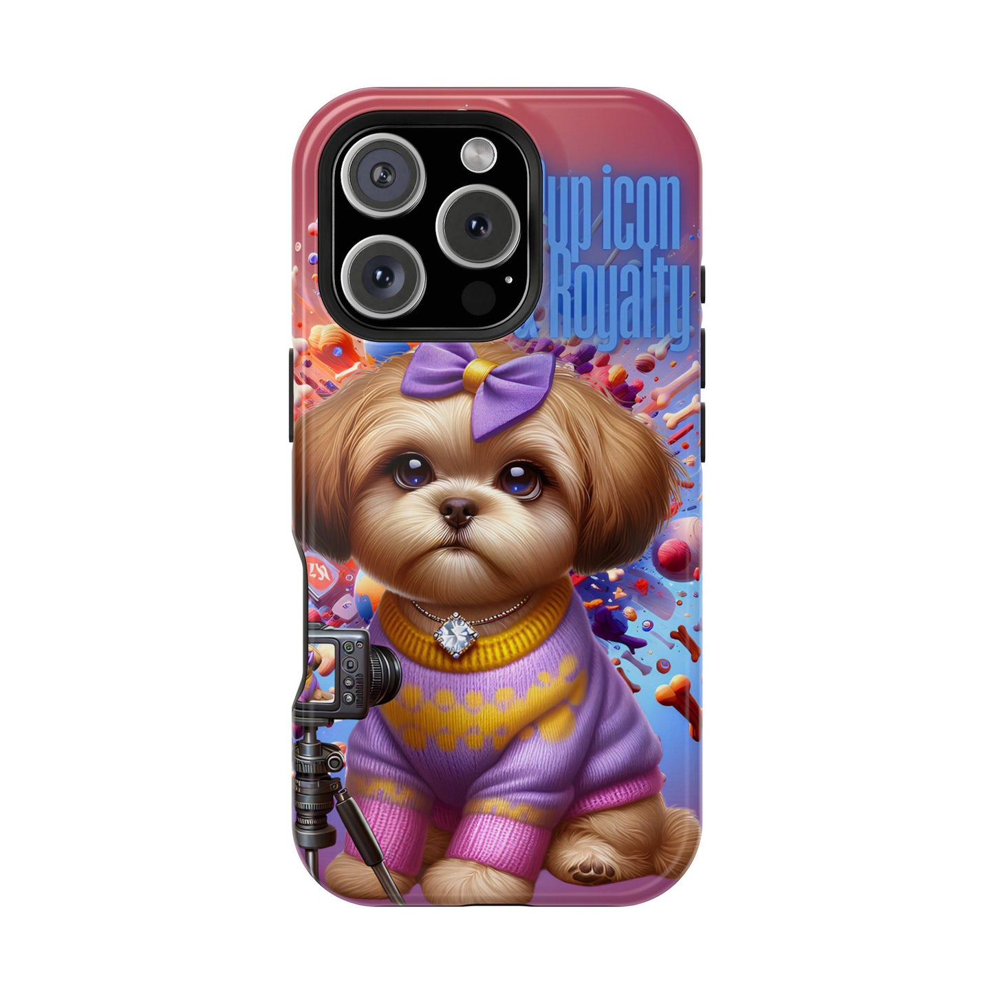 Cute Dog Art Magnetic Phone Case - Pup Icon & Royalty Design