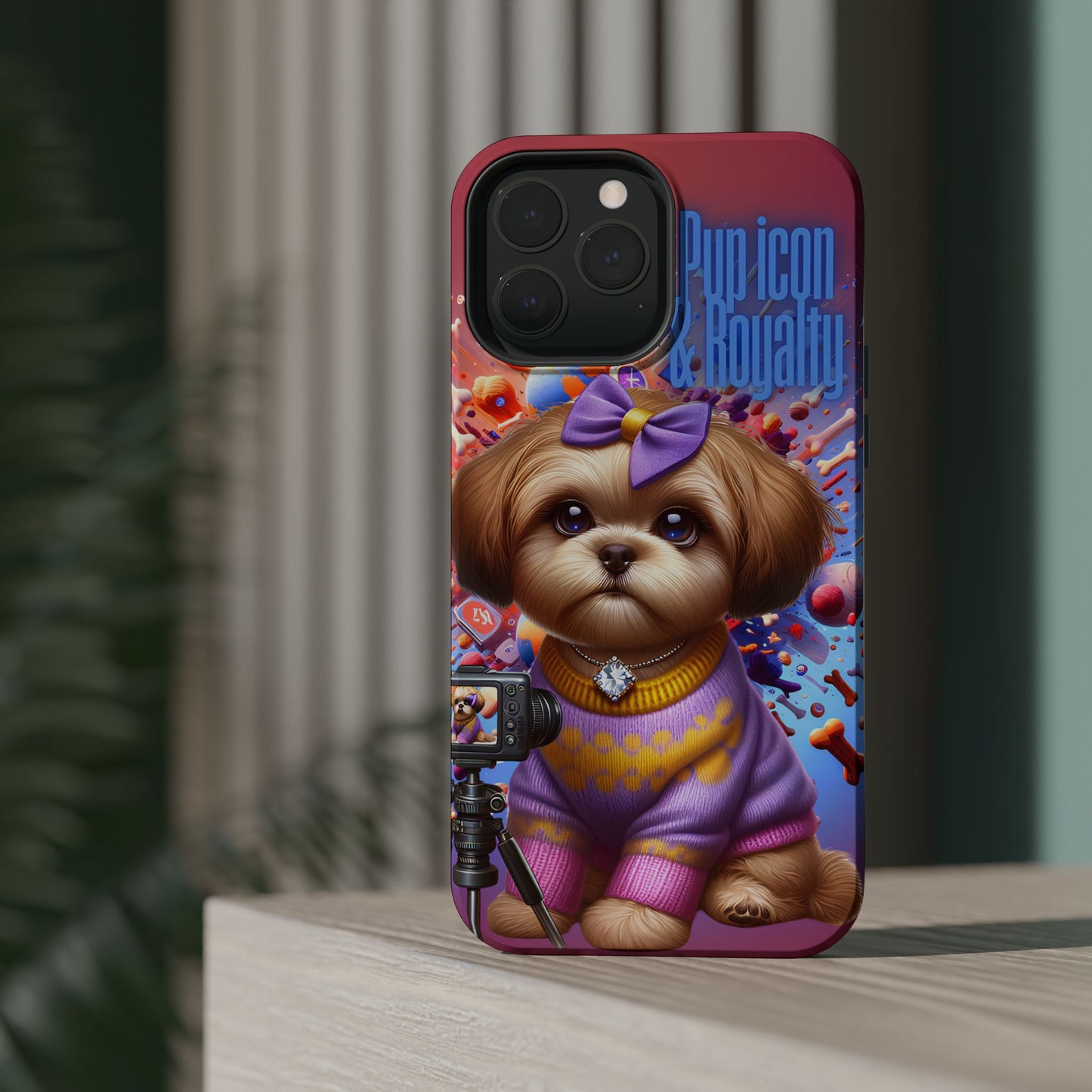 Cute Dog Art Magnetic Phone Case - Pup Icon & Royalty Design