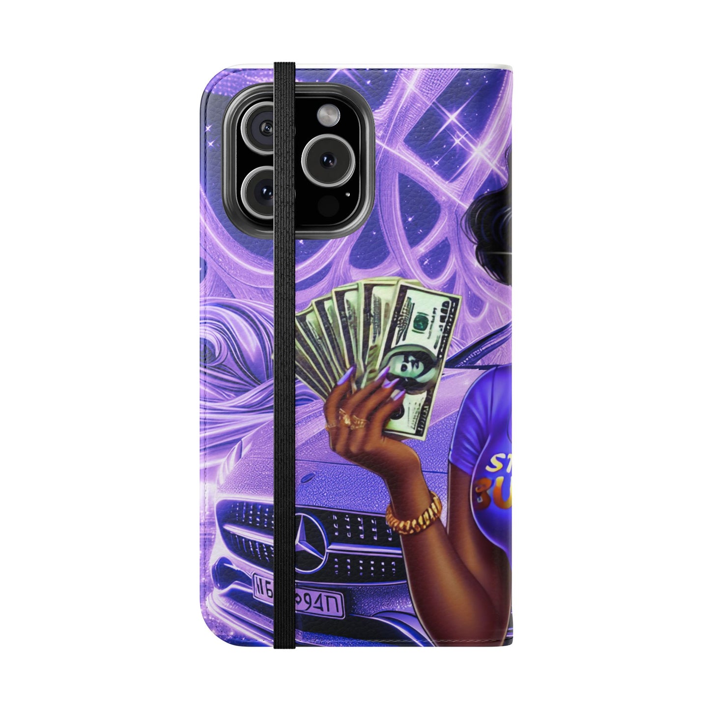 Empowered Businesswoman Flip Case - Stylish Phone Wallet Cover with Money Design