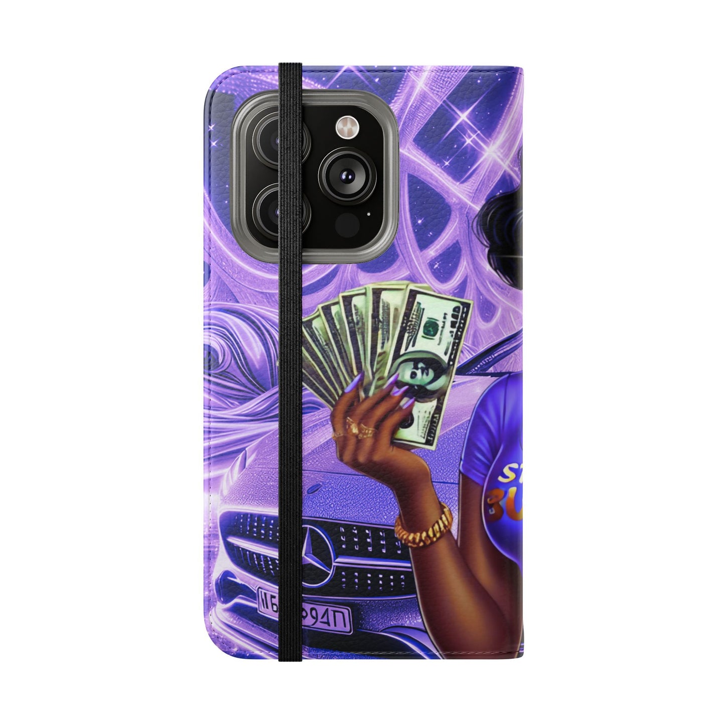 Empowered Businesswoman Flip Case - Stylish Phone Wallet Cover with Money Design