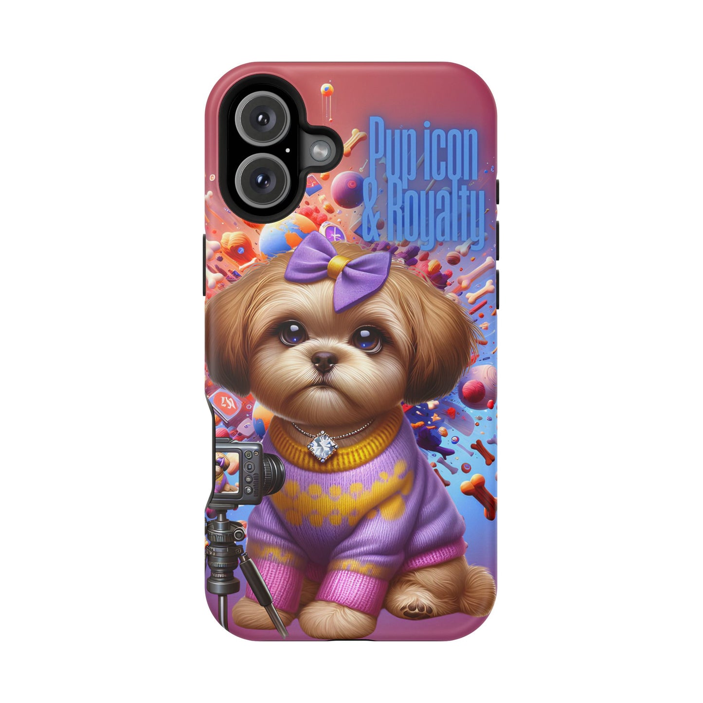 Cute Dog Art Magnetic Phone Case - Pup Icon & Royalty Design