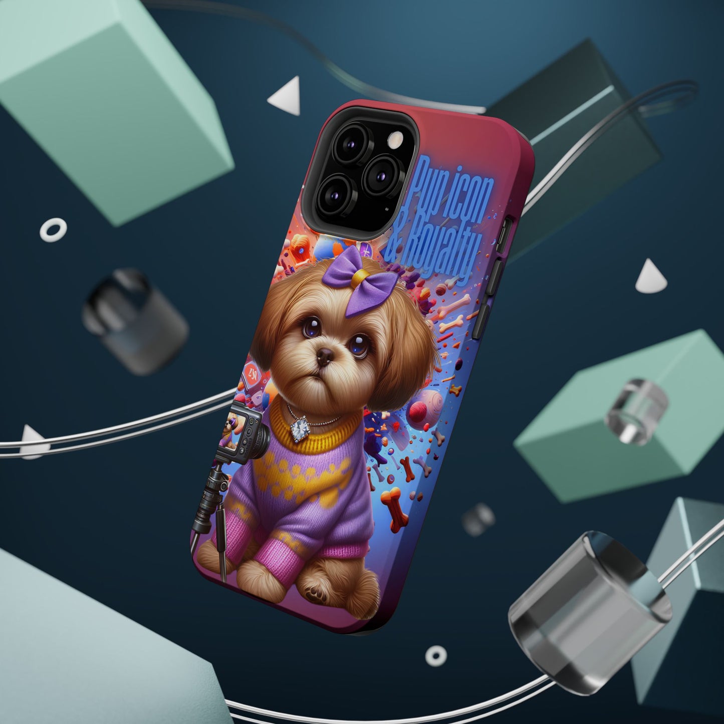 Cute Dog Art Magnetic Phone Case - Pup Icon & Royalty Design