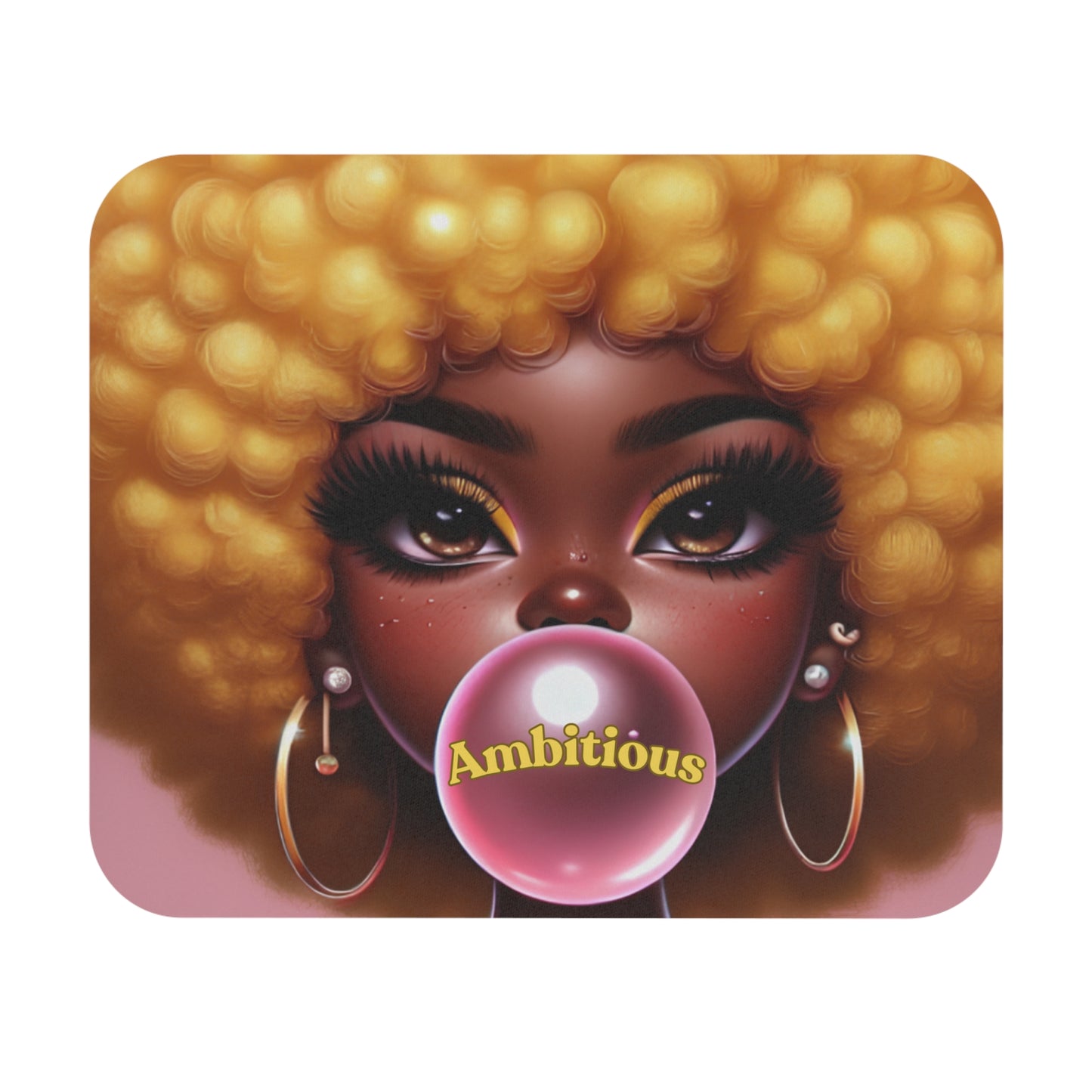 Ambitious Afro-Girl Mouse Pad | Stylish Desk Accessory for Home & Office