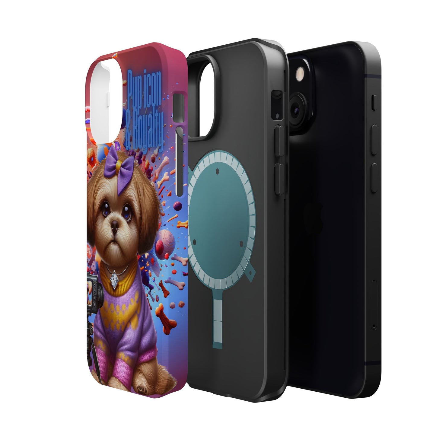 Cute Dog Art Magnetic Phone Case - Pup Icon & Royalty Design