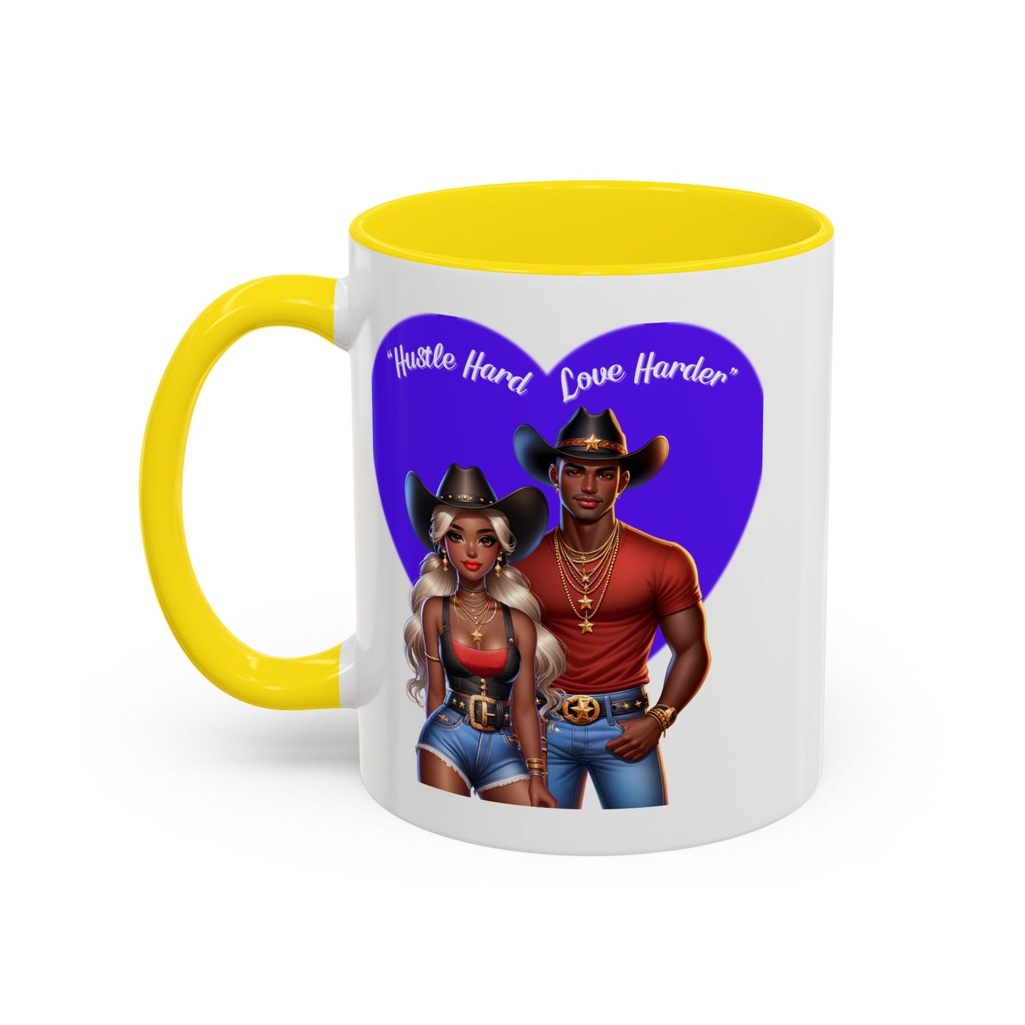 Hustle Hard Love Harder Accent Coffee Mug – Motivational 11/15oz Mug for Cowgirl & Cowboy Lovers