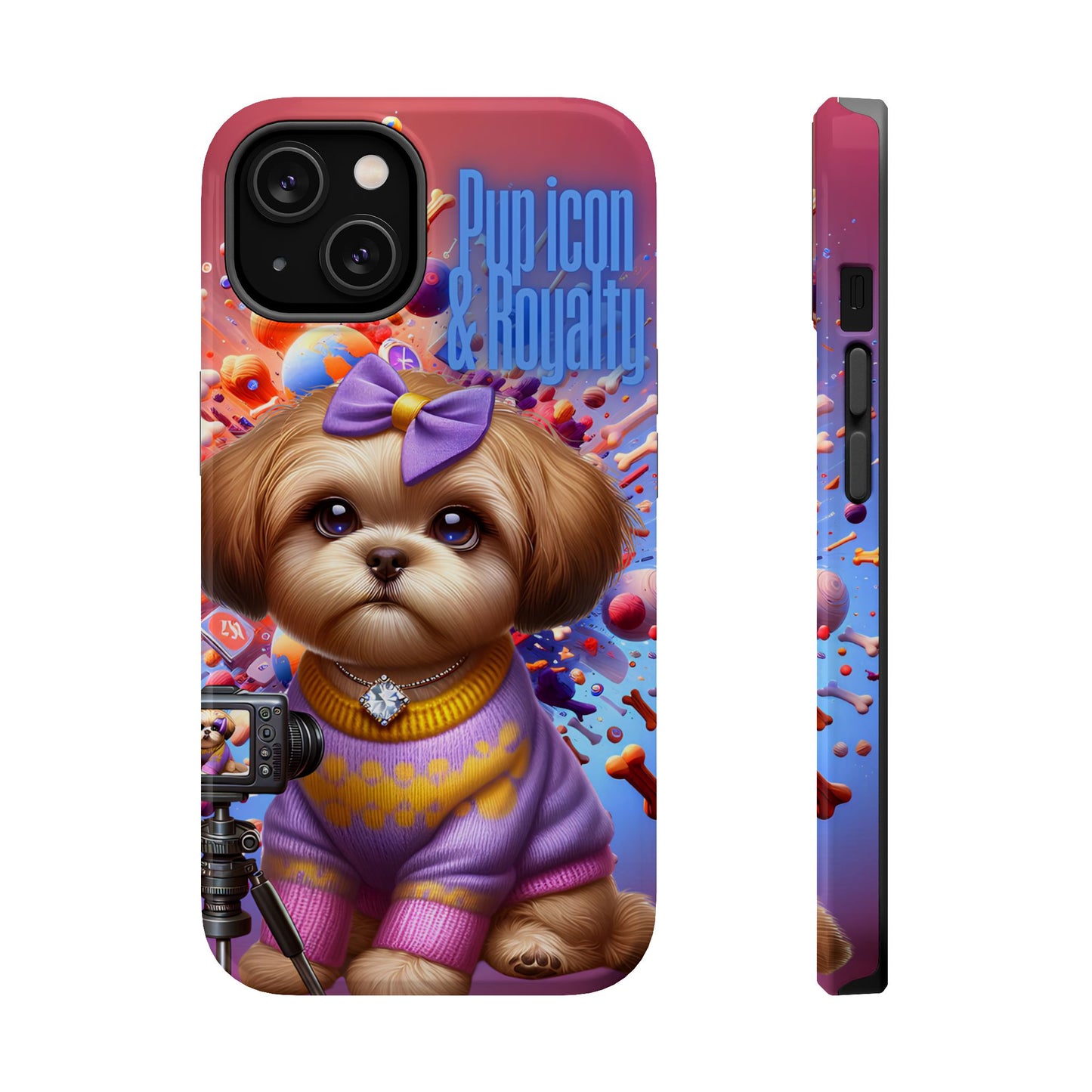 Cute Dog Art Magnetic Phone Case - Pup Icon & Royalty Design