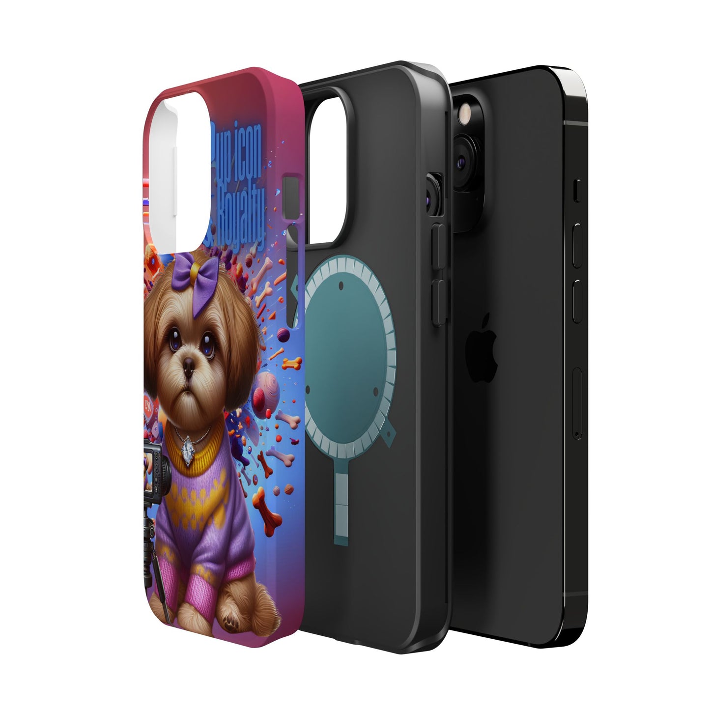 Cute Dog Art Magnetic Phone Case - Pup Icon & Royalty Design