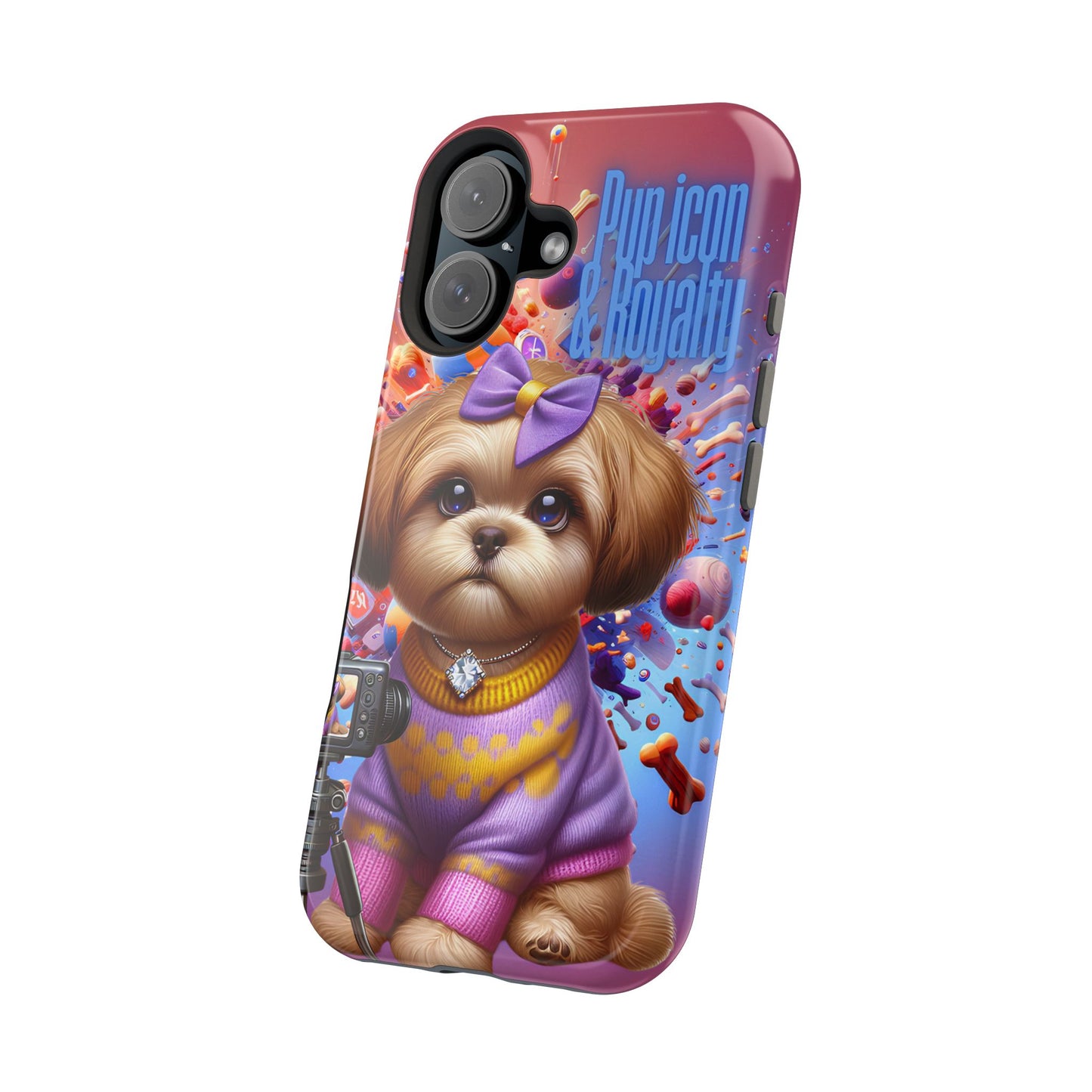 Cute Dog Art Magnetic Phone Case - Pup Icon & Royalty Design