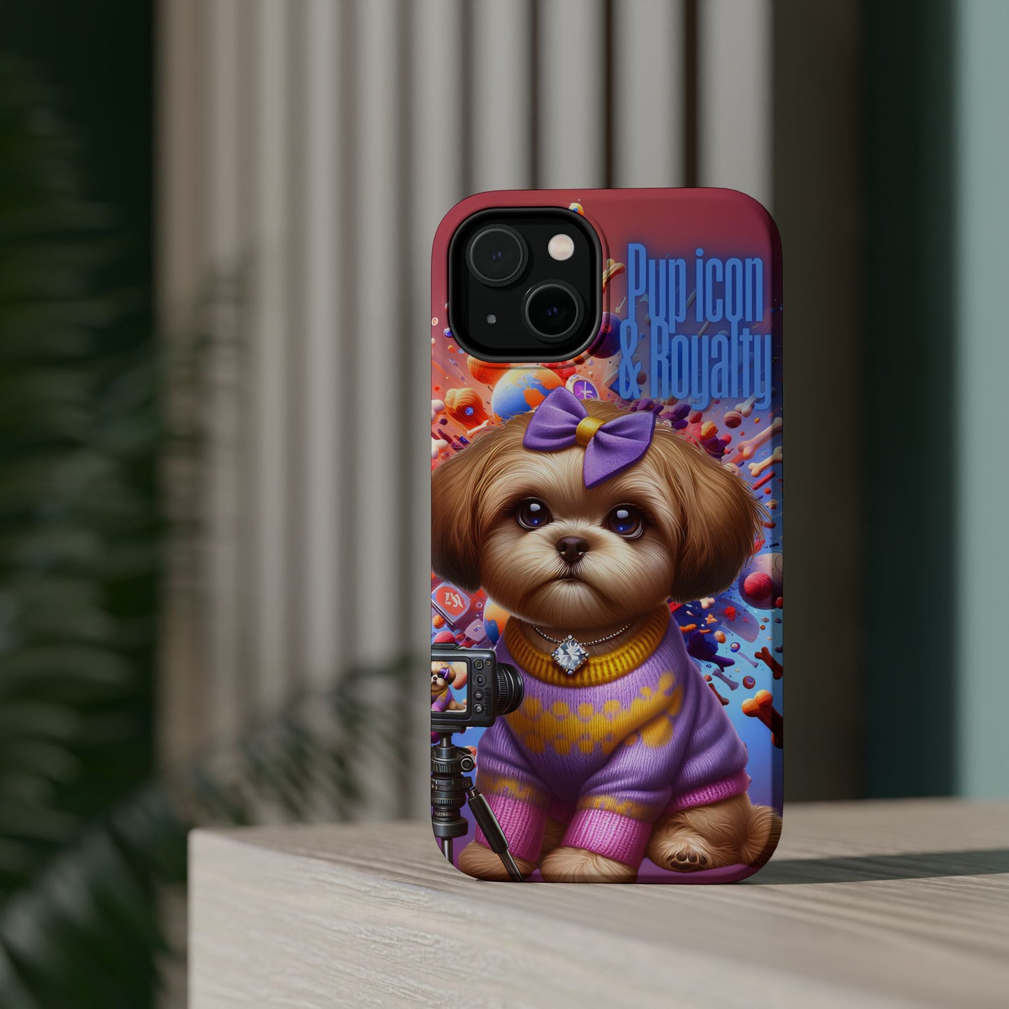 Cute Dog Art Magnetic Phone Case - Pup Icon & Royalty Design