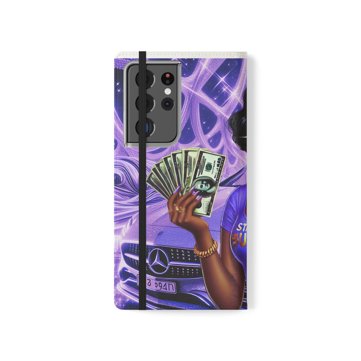 Empowered Businesswoman Flip Case - Stylish Phone Wallet Cover with Money Design