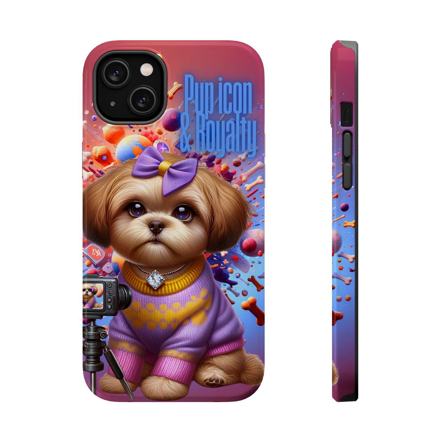 Cute Dog Art Magnetic Phone Case - Pup Icon & Royalty Design