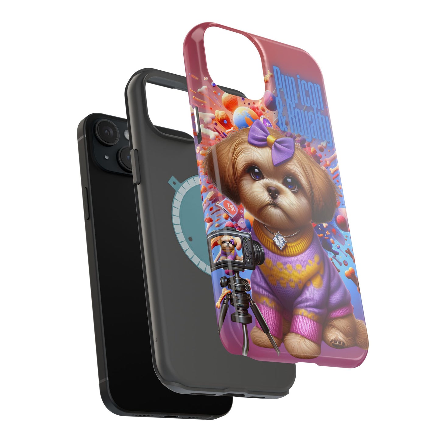 Cute Dog Art Magnetic Phone Case - Pup Icon & Royalty Design
