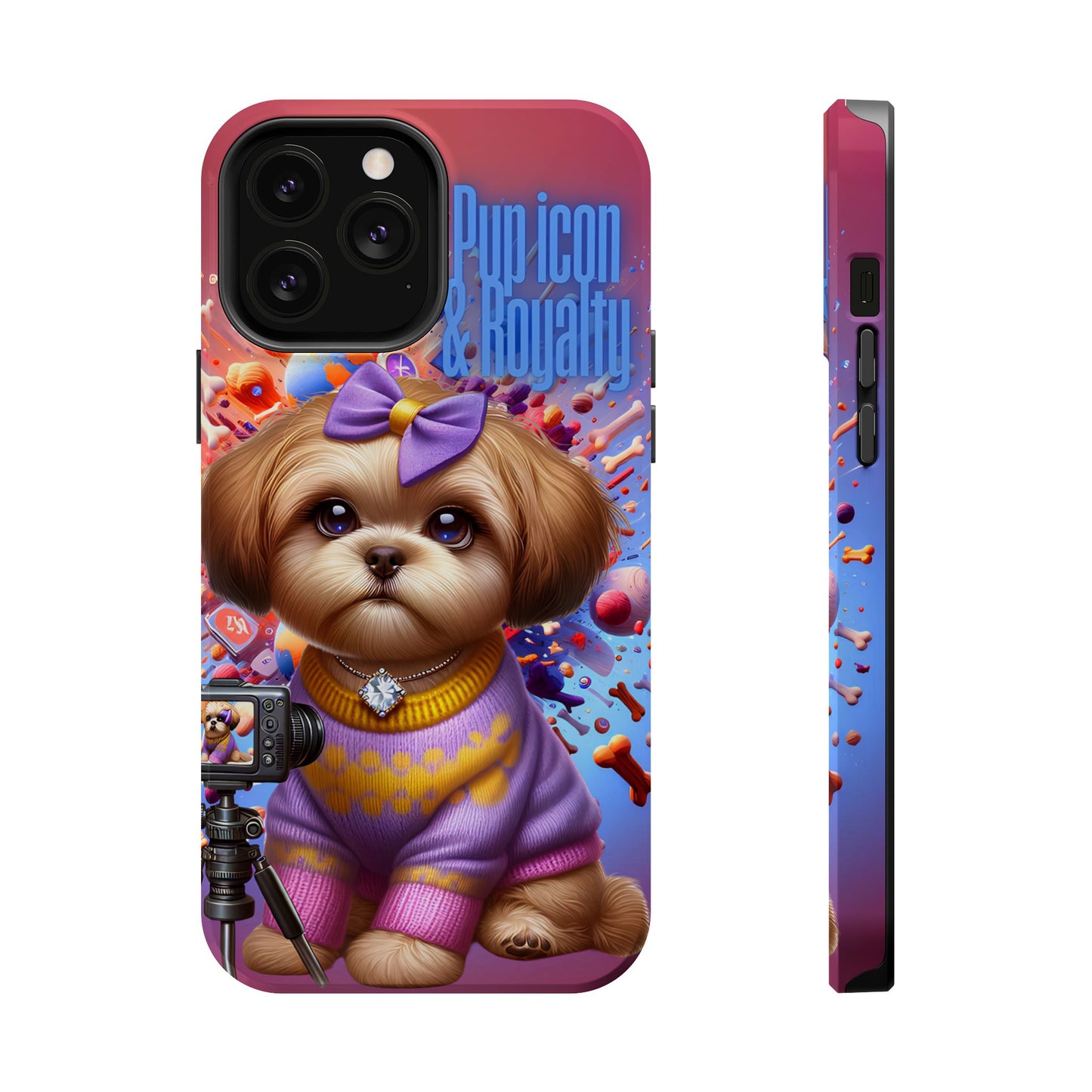 Cute Dog Art Magnetic Phone Case - Pup Icon & Royalty Design