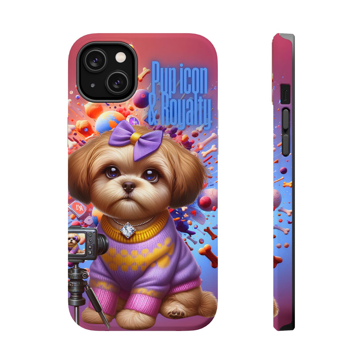 Cute Dog Art Magnetic Phone Case - Pup Icon & Royalty Design