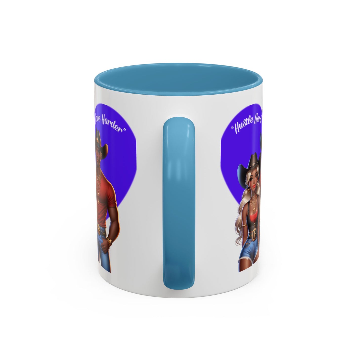 Hustle Hard Love Harder Accent Coffee Mug – Motivational 11/15oz Mug for Cowgirl & Cowboy Lovers