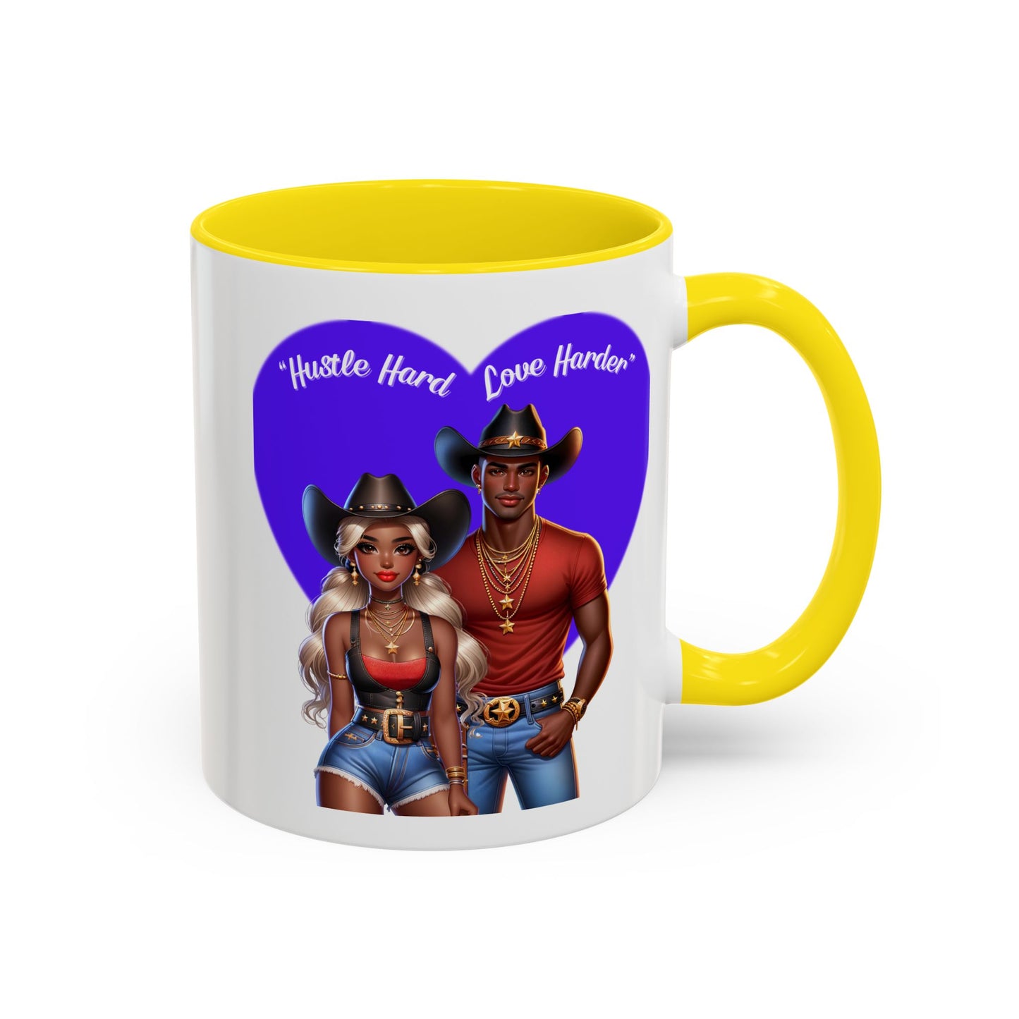 Hustle Hard Love Harder Accent Coffee Mug – Motivational 11/15oz Mug for Cowgirl & Cowboy Lovers