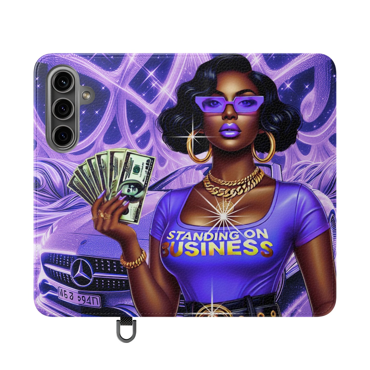 Empowered Businesswoman Flip Case - Stylish Phone Wallet Cover with Money Design