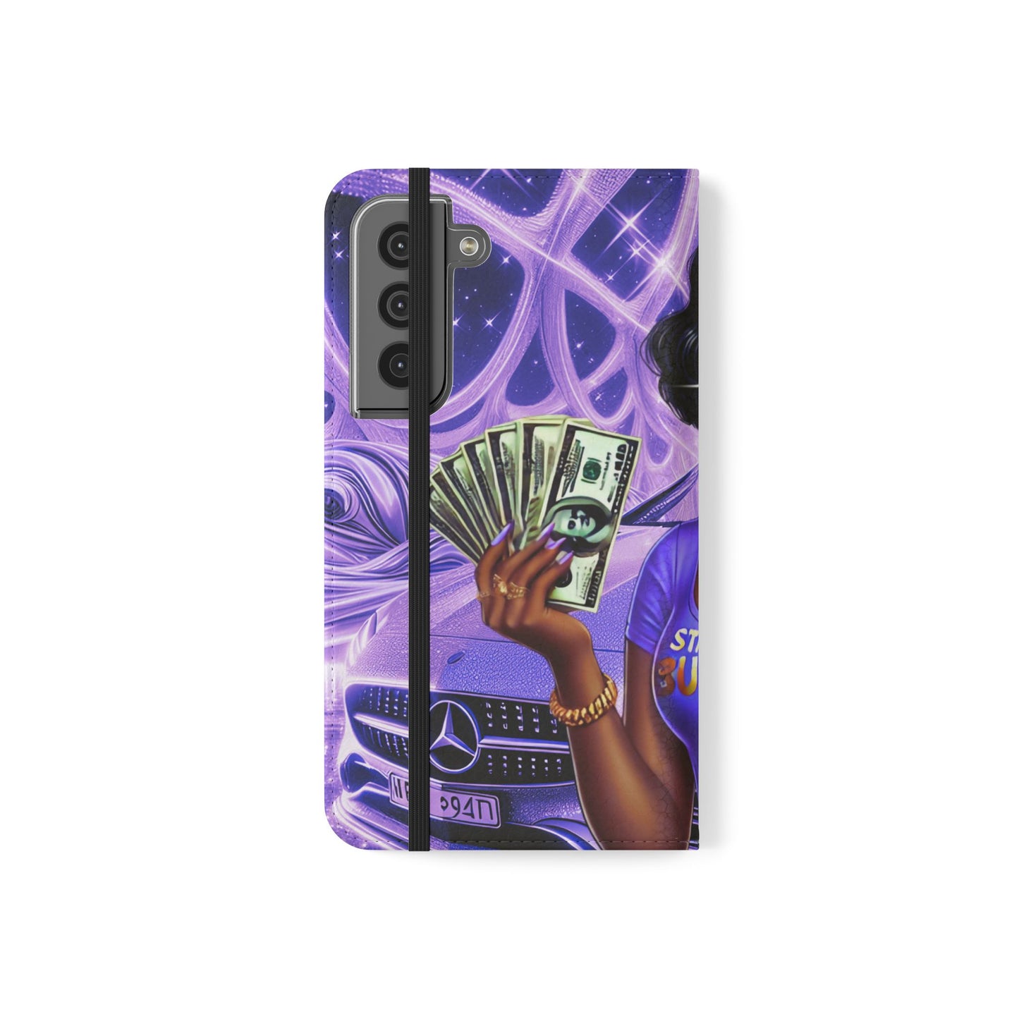 Empowered Businesswoman Flip Case - Stylish Phone Wallet Cover with Money Design