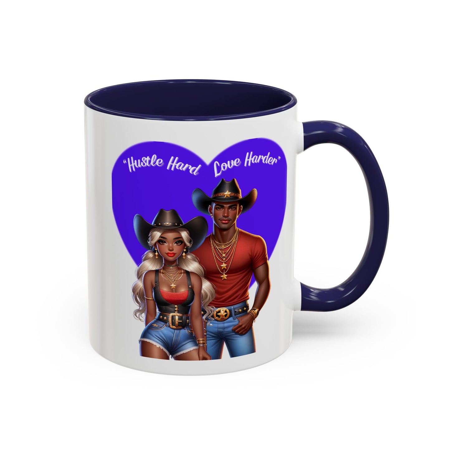 Hustle Hard Love Harder Accent Coffee Mug – Motivational 11/15oz Mug for Cowgirl & Cowboy Lovers