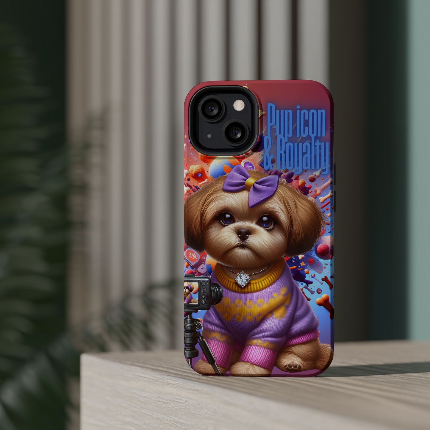 Cute Dog Art Magnetic Phone Case - Pup Icon & Royalty Design