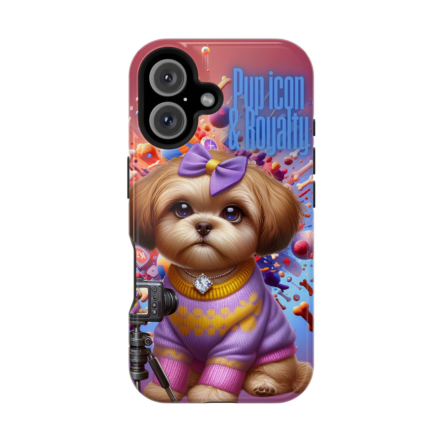 Cute Dog Art Magnetic Phone Case - Pup Icon & Royalty Design