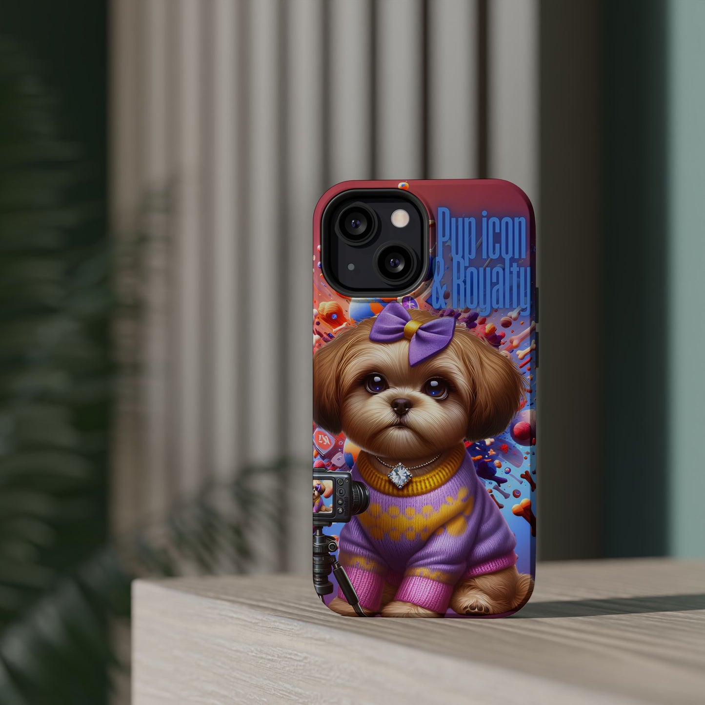 Cute Dog Art Magnetic Phone Case - Pup Icon & Royalty Design