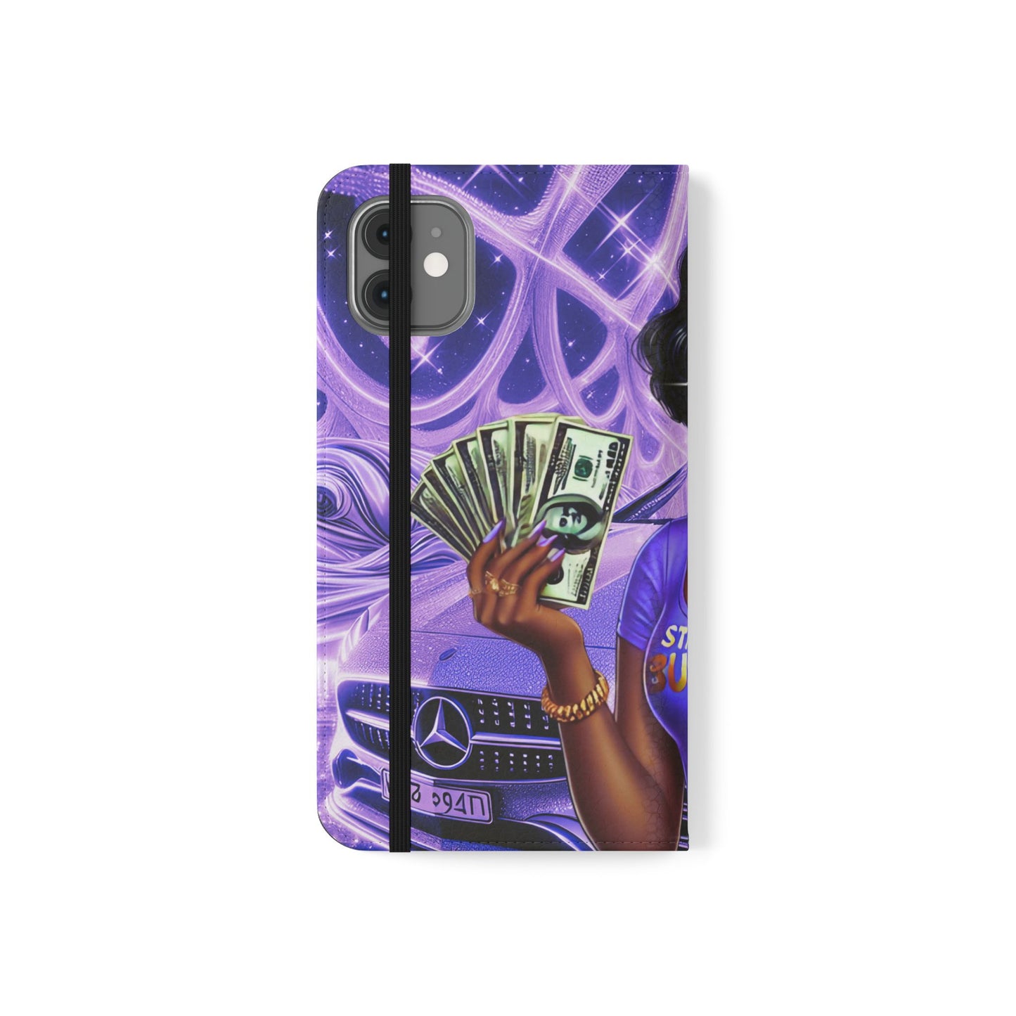 Empowered Businesswoman Flip Case - Stylish Phone Wallet Cover with Money Design