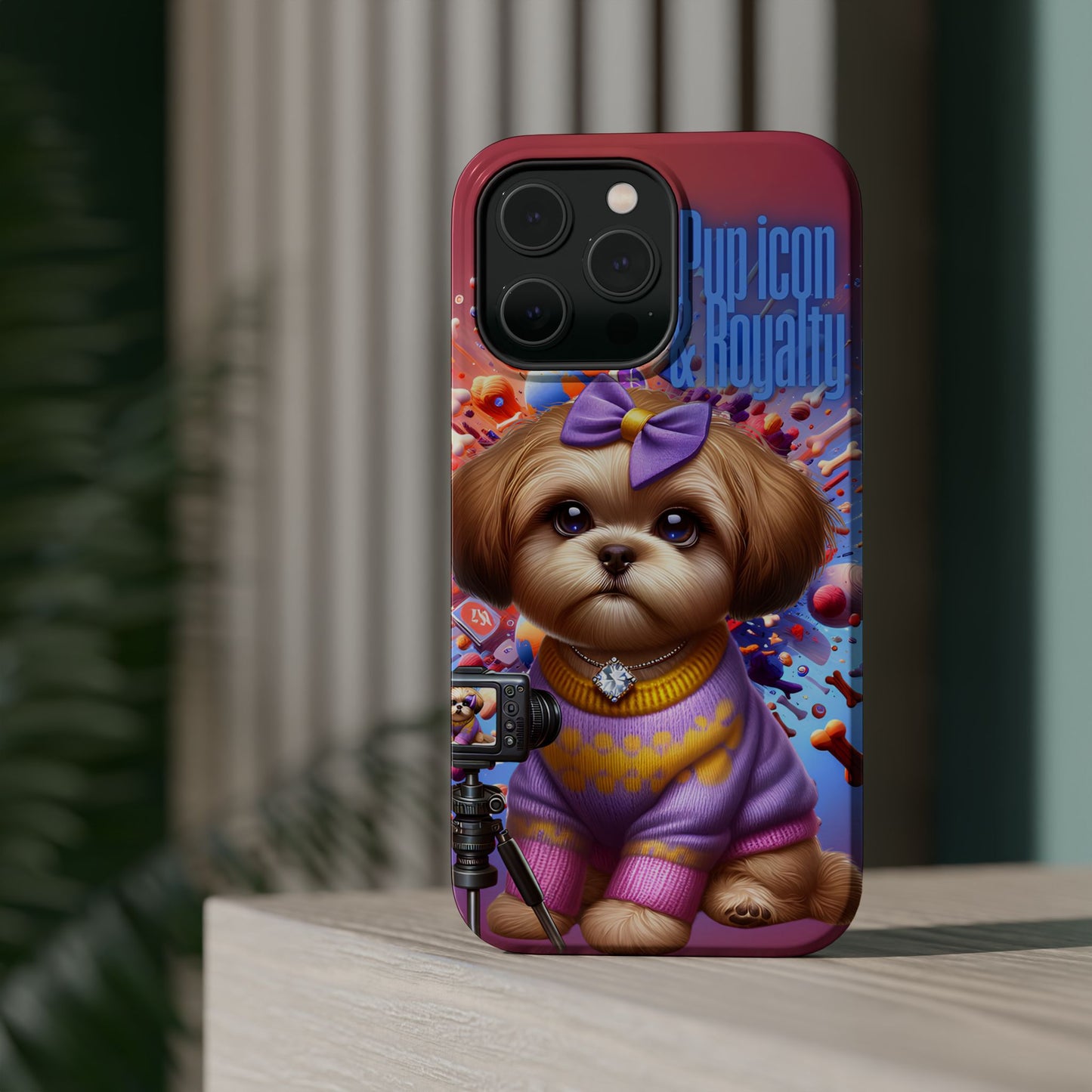 Cute Dog Art Magnetic Phone Case - Pup Icon & Royalty Design