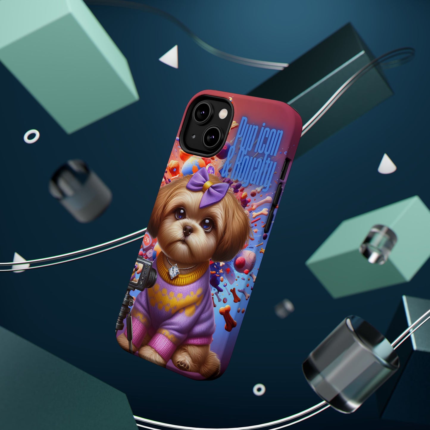 Cute Dog Art Magnetic Phone Case - Pup Icon & Royalty Design