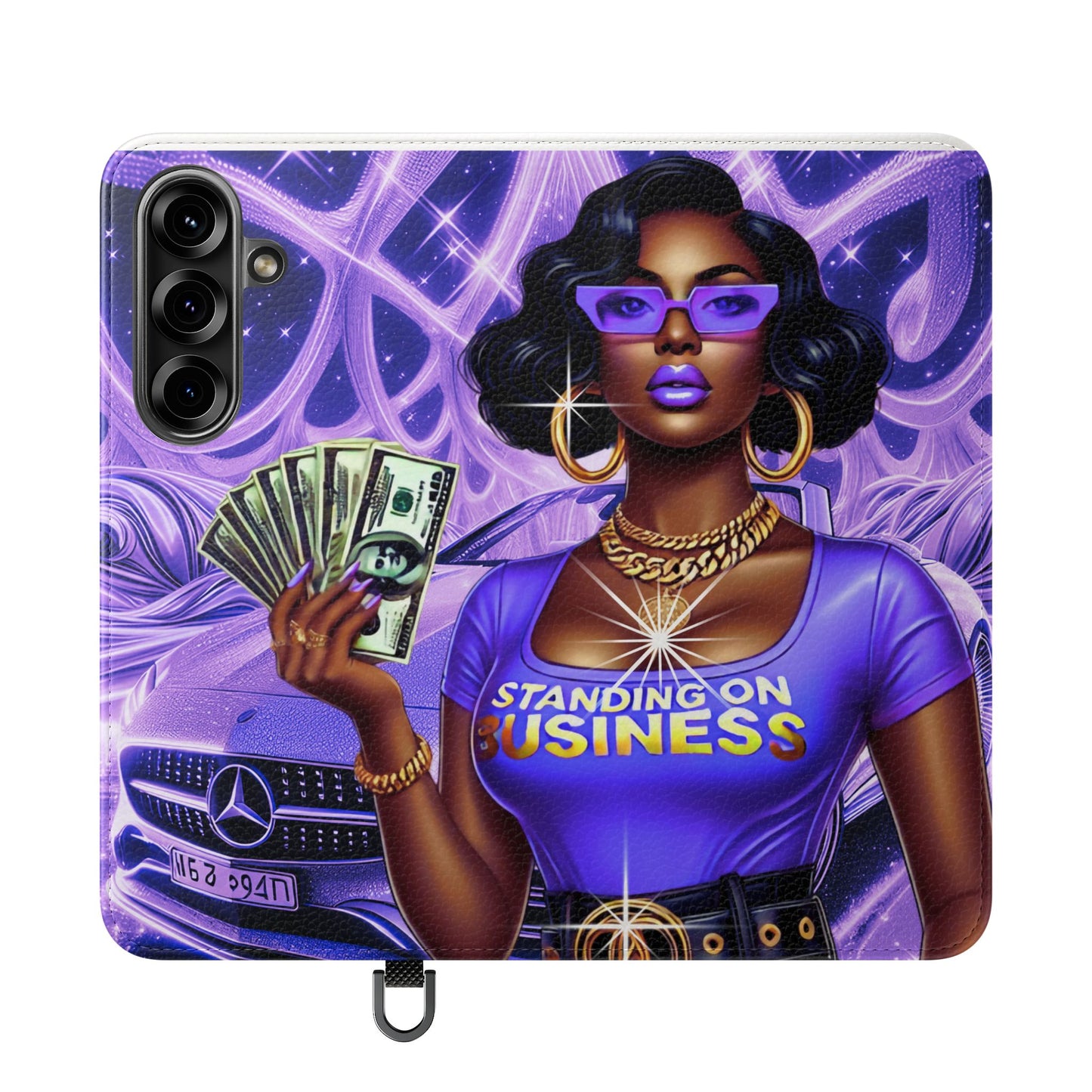 Empowered Businesswoman Flip Case - Stylish Phone Wallet Cover with Money Design