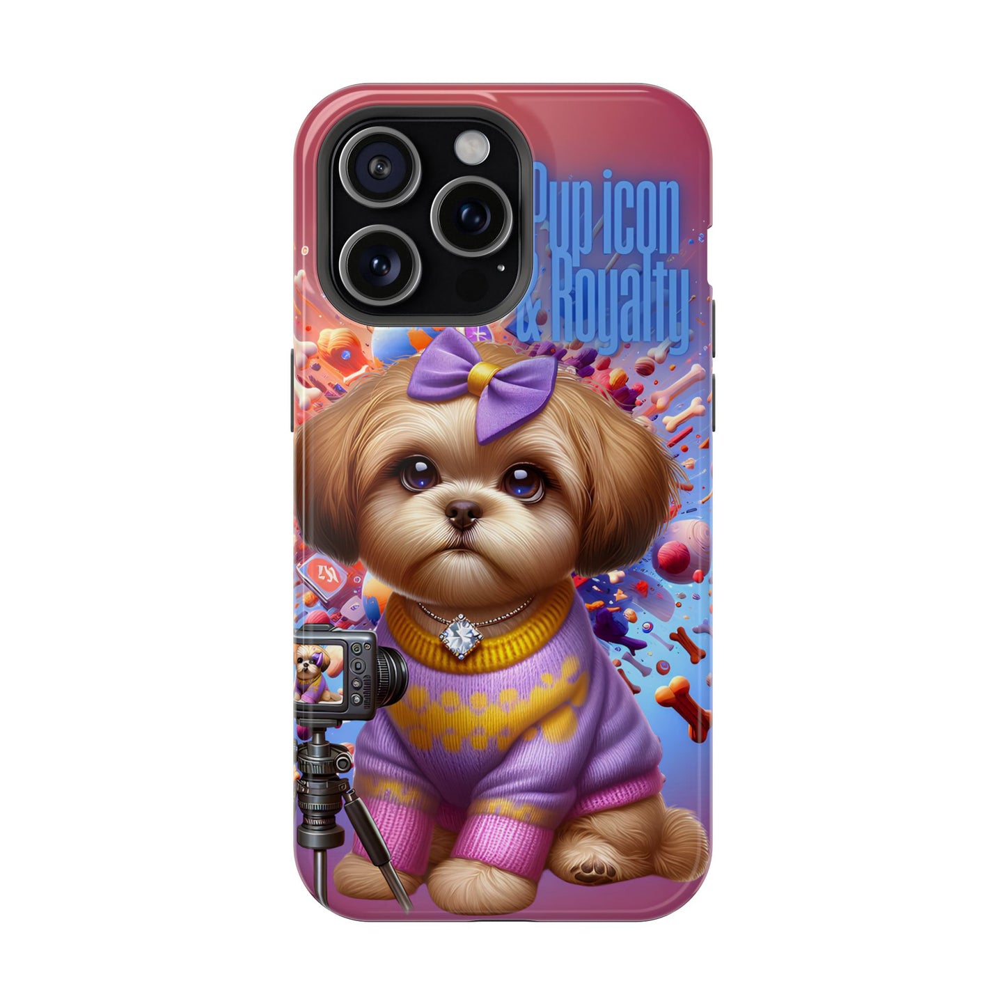 Cute Dog Art Magnetic Phone Case - Pup Icon & Royalty Design