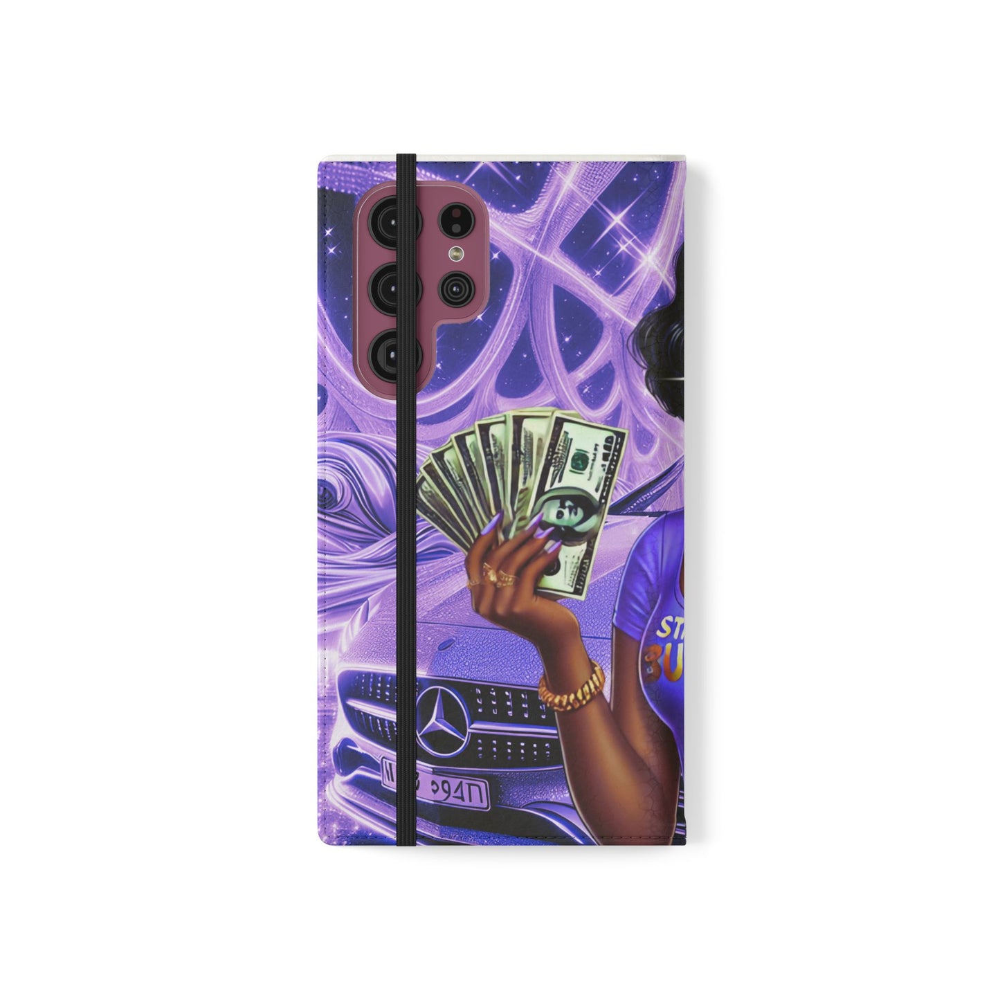 Empowered Businesswoman Flip Case - Stylish Phone Wallet Cover with Money Design