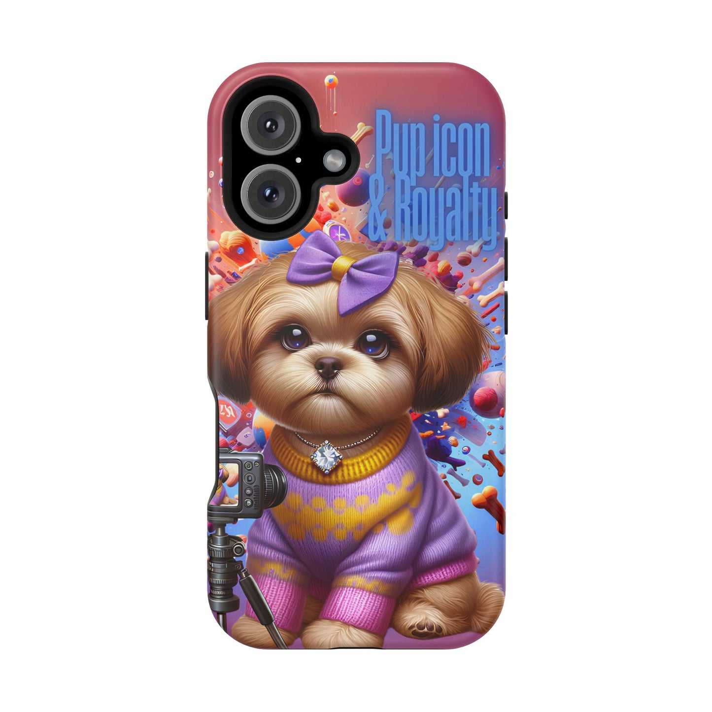 Cute Dog Art Magnetic Phone Case - Pup Icon & Royalty Design