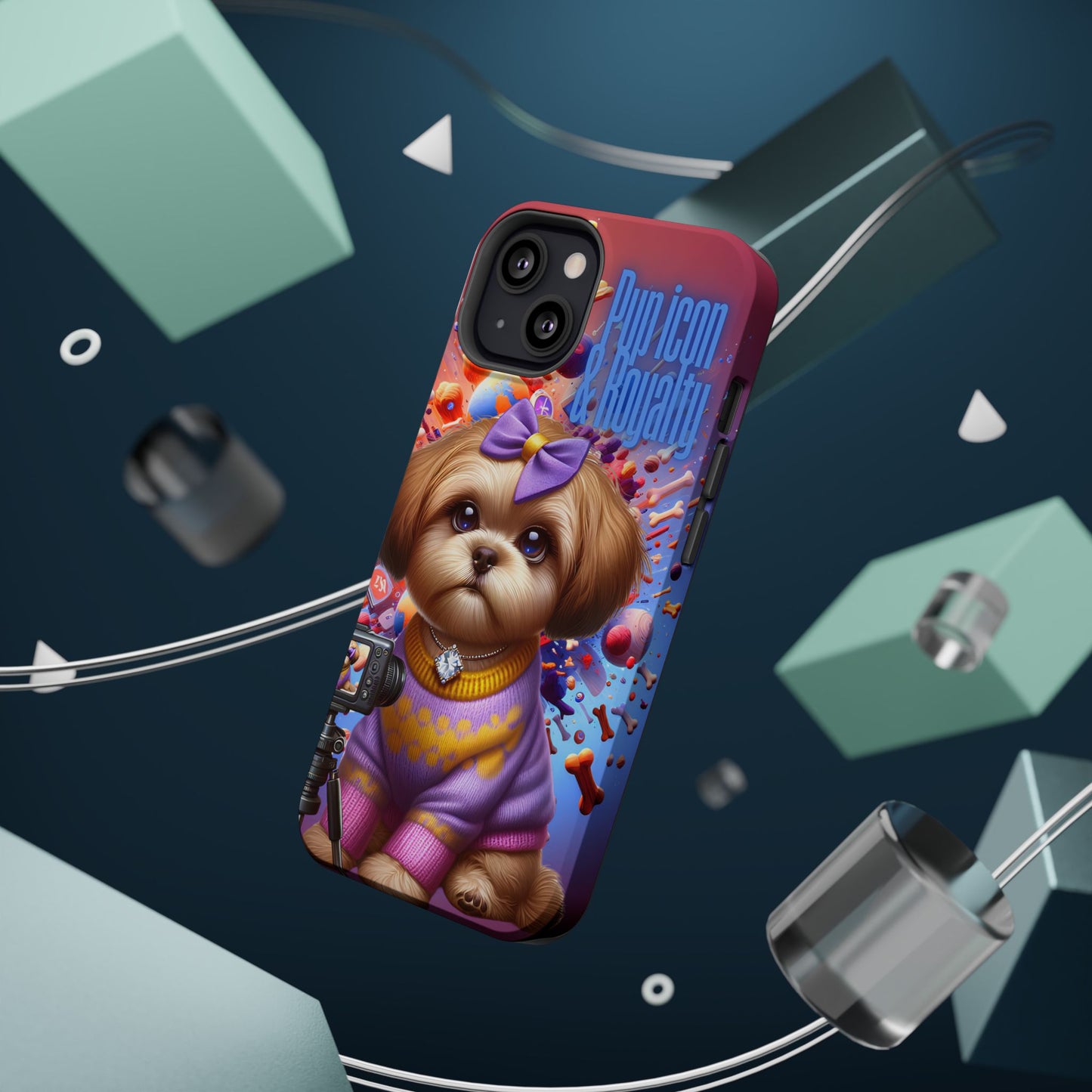 Cute Dog Art Magnetic Phone Case - Pup Icon & Royalty Design