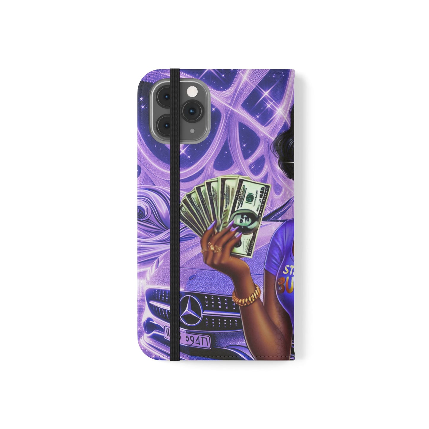 Empowered Businesswoman Flip Case - Stylish Phone Wallet Cover with Money Design