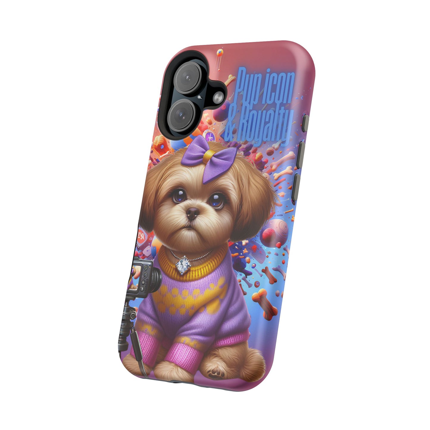 Cute Dog Art Magnetic Phone Case - Pup Icon & Royalty Design