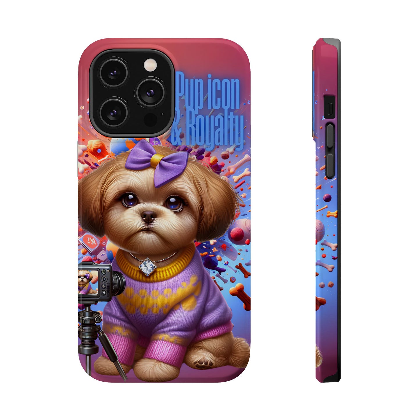 Cute Dog Art Magnetic Phone Case - Pup Icon & Royalty Design