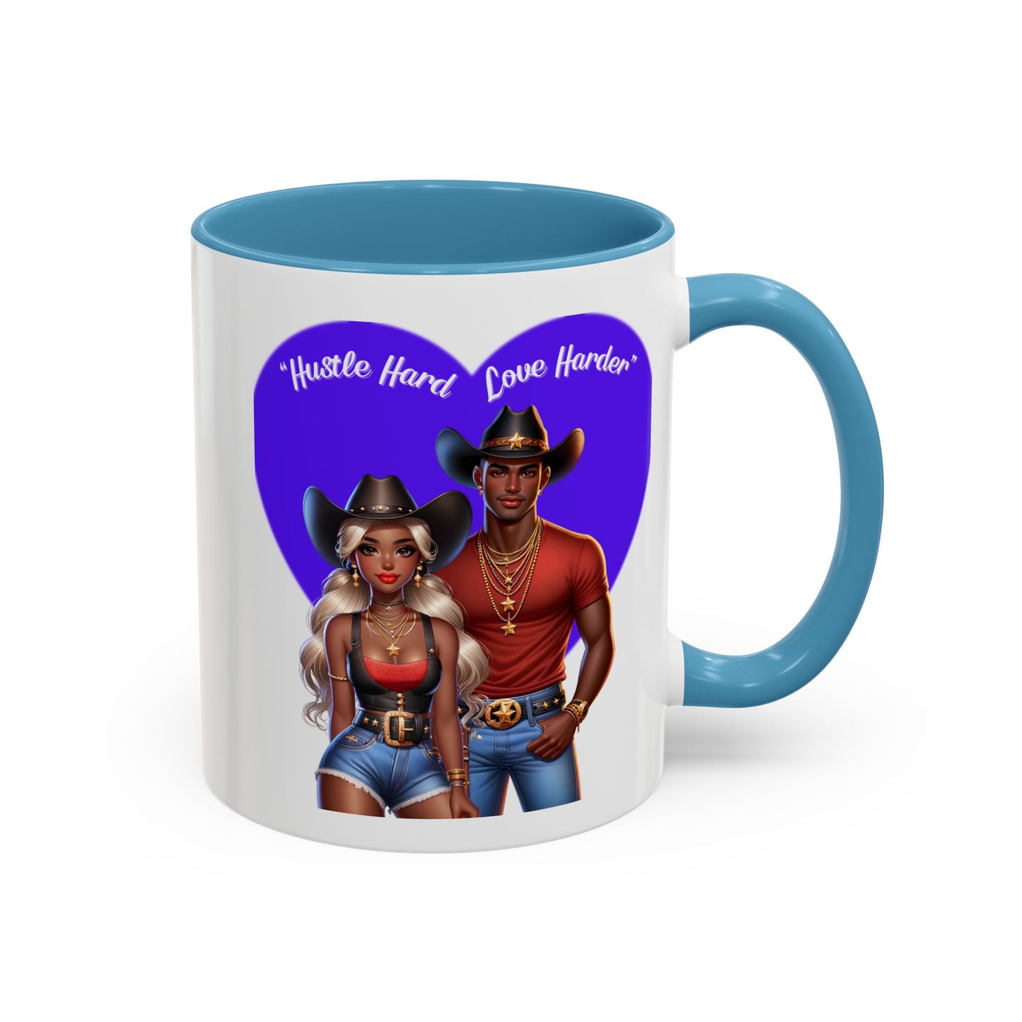 Hustle Hard Love Harder Accent Coffee Mug – Motivational 11/15oz Mug for Cowgirl & Cowboy Lovers