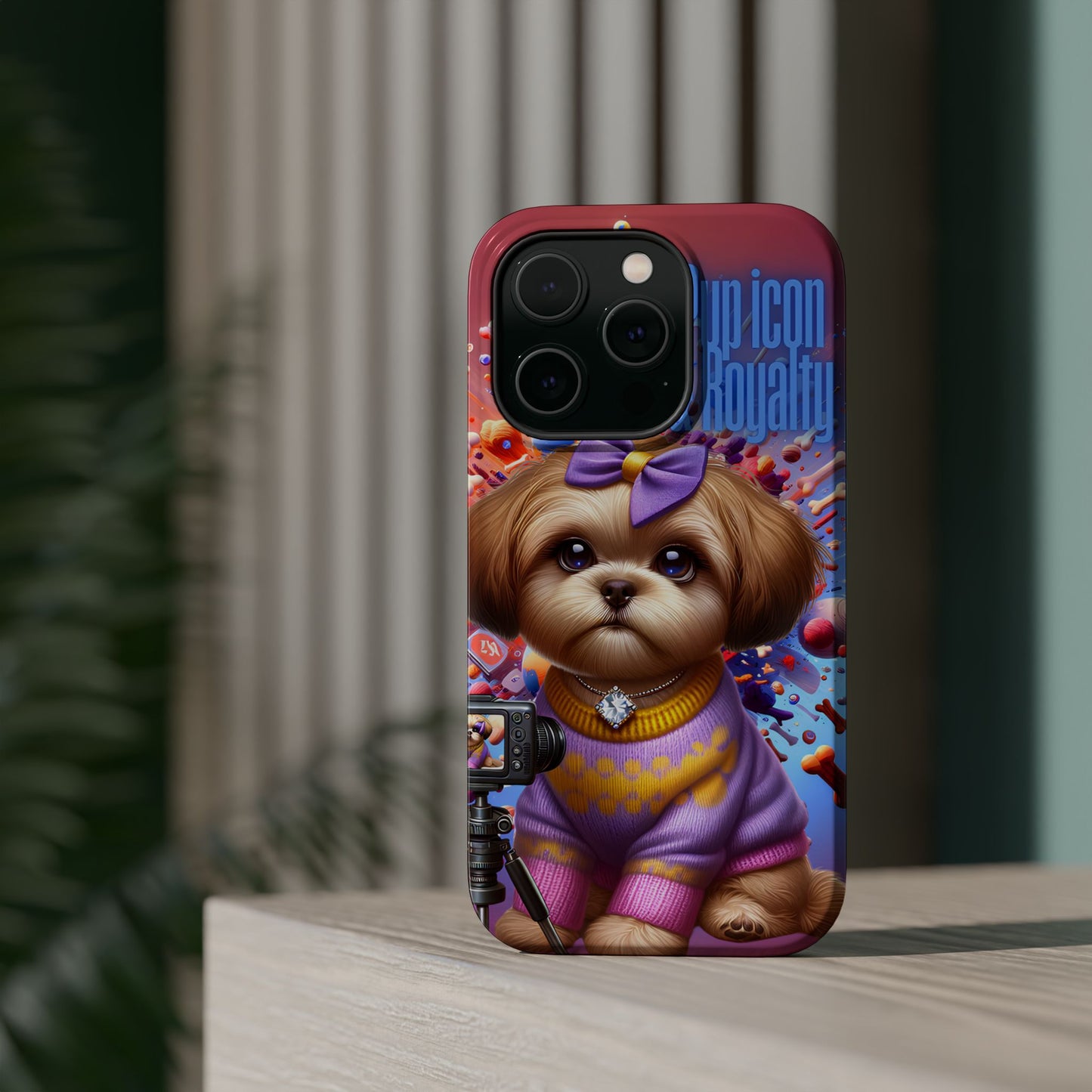 Cute Dog Art Magnetic Phone Case - Pup Icon & Royalty Design
