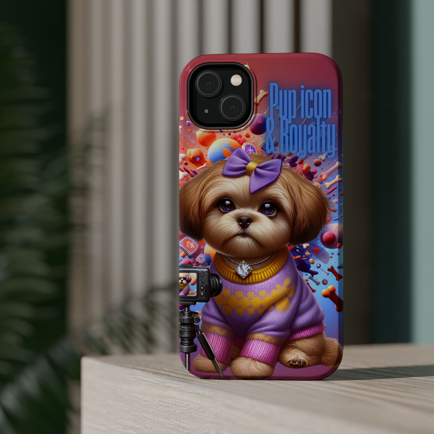 Cute Dog Art Magnetic Phone Case - Pup Icon & Royalty Design