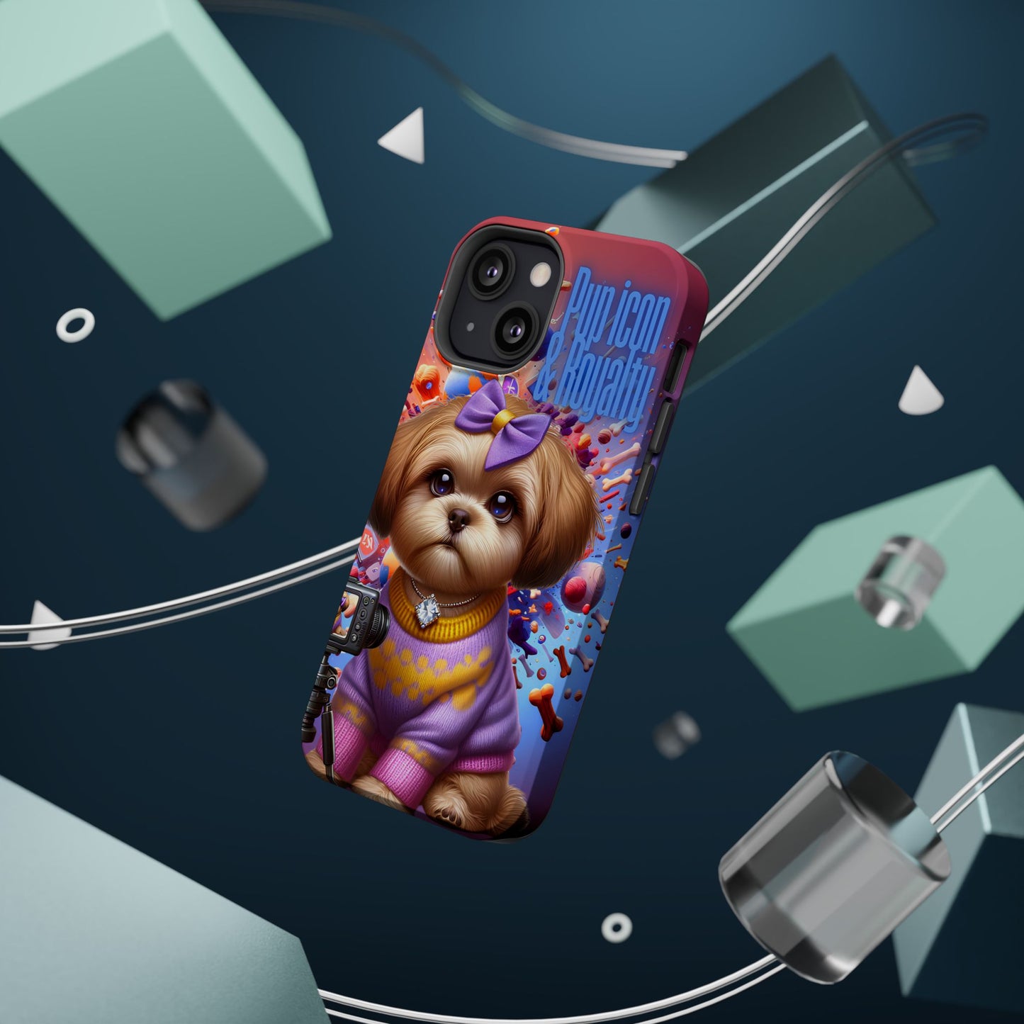 Cute Dog Art Magnetic Phone Case - Pup Icon & Royalty Design