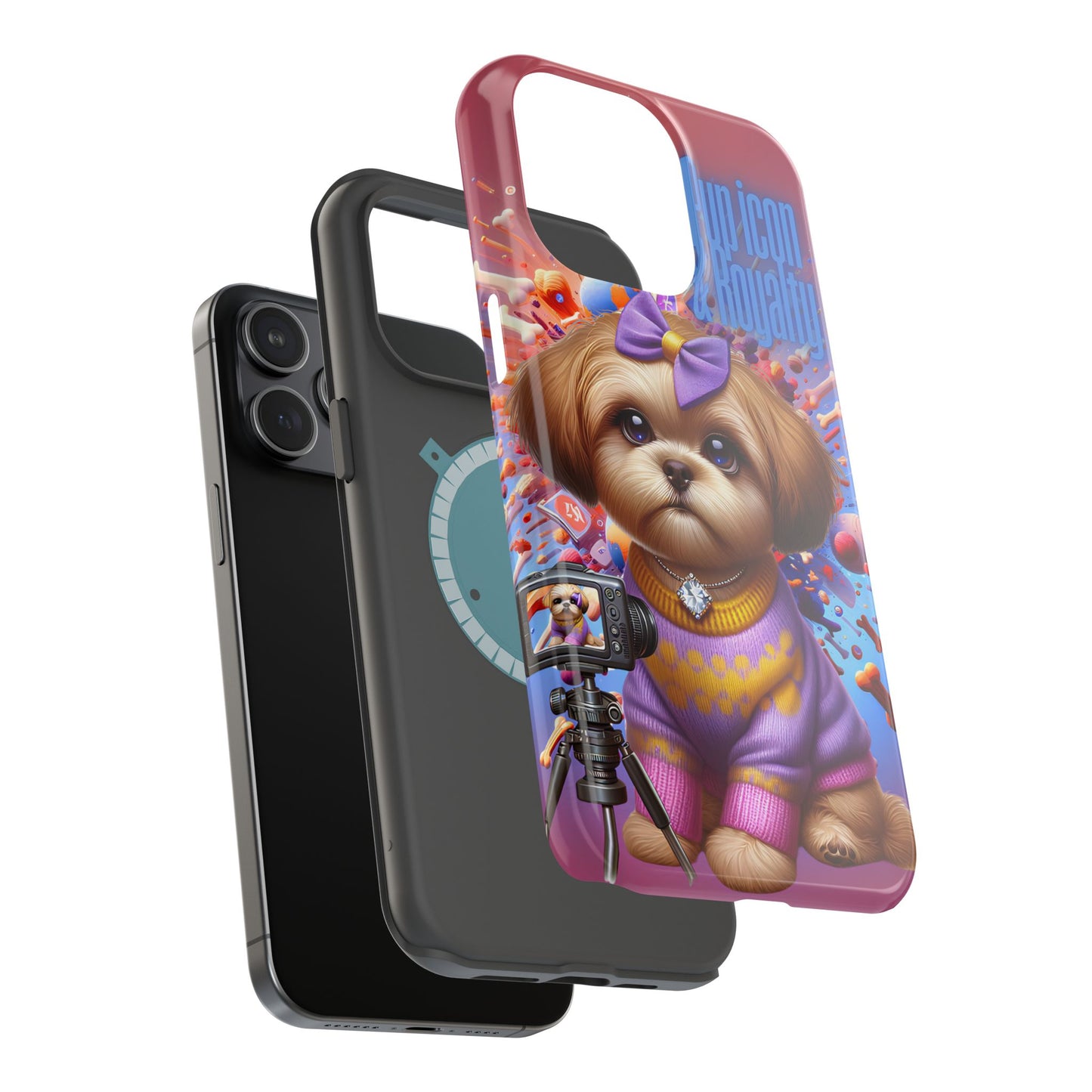 Cute Dog Art Magnetic Phone Case - Pup Icon & Royalty Design